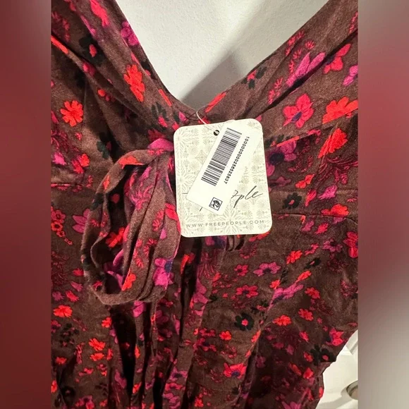 NWT Free People It Takes Two Wrap Dress in Plum Combo - Picture 9 of 12